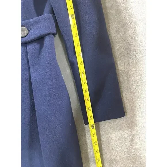 Forever 21 Blue Single Breasted Peacoat S Button Detail Wide Collar - Picture 6 of 10